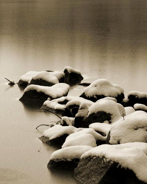 Snow covered jetty