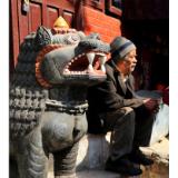 Old Man with Lion in Durbar Square