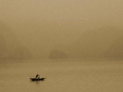 Lone Boat on Ha Long Bay