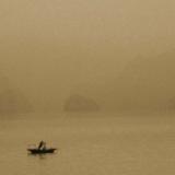 Lone Boat on Ha Long Bay